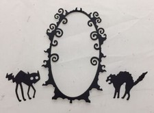 Halloween Die Cuts  Halloween Cats with Frame  Black Cardstock  12 Sets