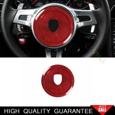For Porsche 911 2012-2015 Real Red Carbon Fiber Steering Wheel Cover Panel Trim