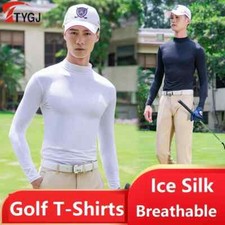 Camicia uomo protezione solare strato base seta ghiaccio collant rinfrescante manica lunga intimo