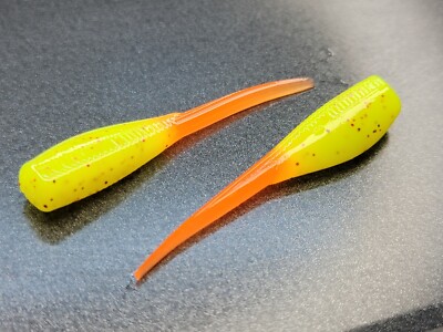 (24) 2'' SLAB HUNTER ''Candy Corn'' GRUBS BAIT JIGS CRAPPIE PANFISH BABY SHAD