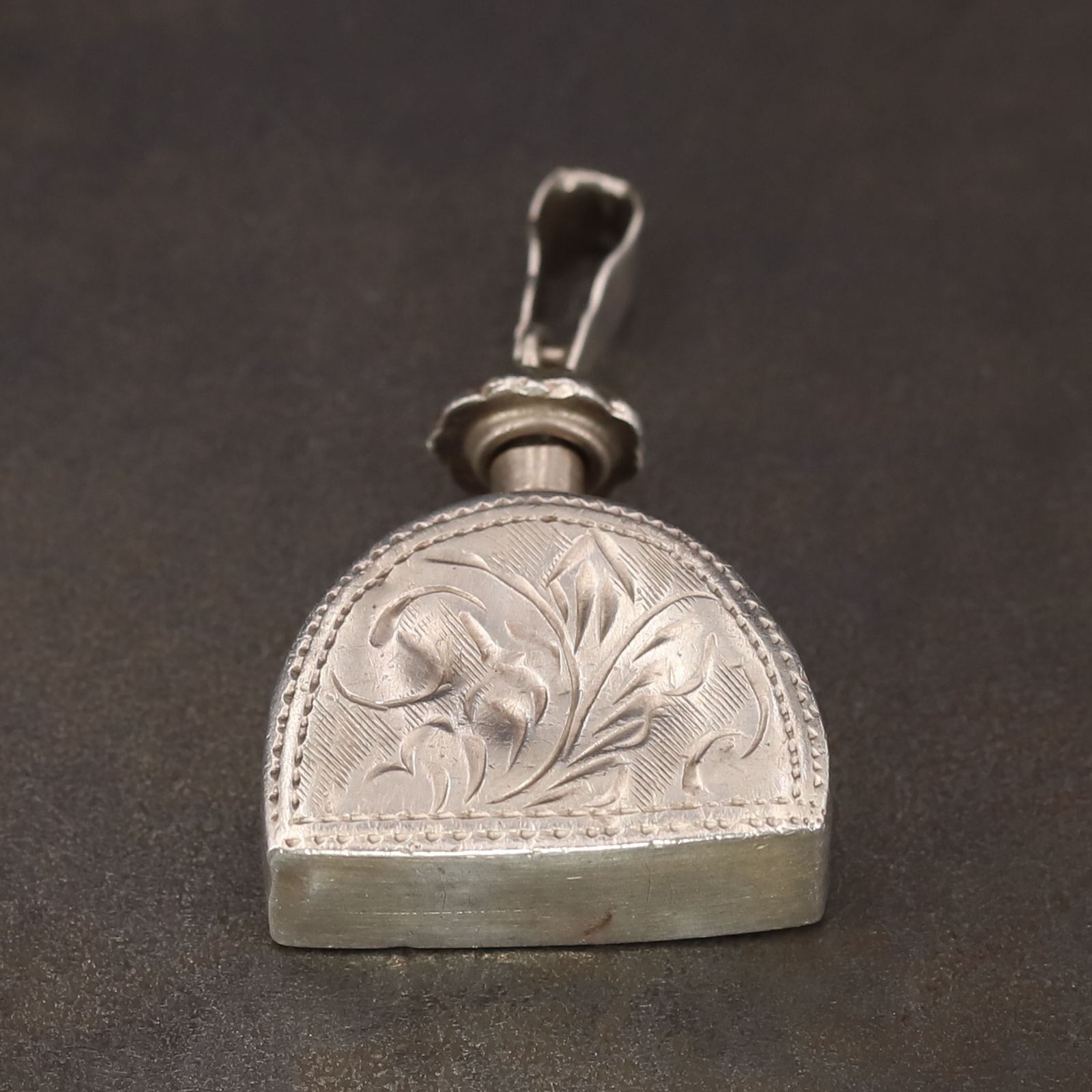 VTG Sterling Silver Spiral Etched Perfume Bottle Decanter Necklace