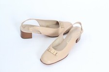 Salvatore Ferragamo Block Heel Slingbacks Women's 9 Beige Nude Classic