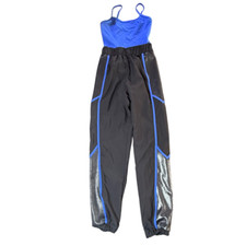 Weissman Dance Costume Jumpsuit Blue Black Silver Trim SA