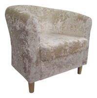Tub Chair In Chalk-cream Crushed Velvet Fabric Tub Chair In Chalk-cream Crushed Velvet Fabric