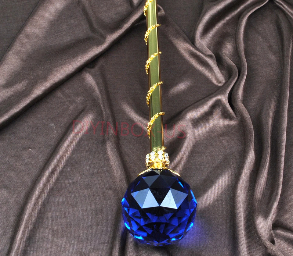 Sea Blue Crystal Scepters Wand Pageant Bridal Sceptre Party Prop Accessories - Image 3 of 4