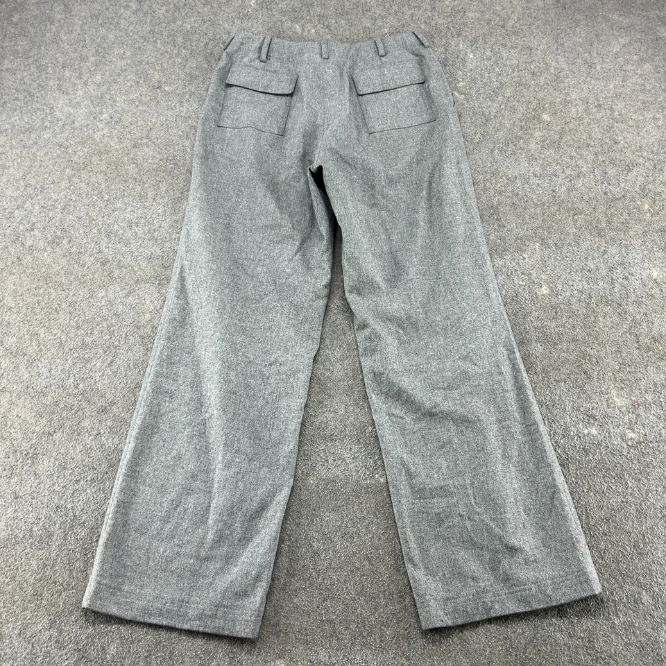 VINTAGE Ralph Lauren Pants Womens 10 Grey Wool Flare Wide Leg Trouser Pocket 90s - Image 4 of 4