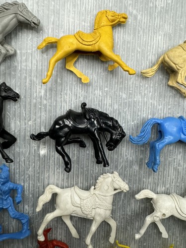 vintage MPC Marx COWBOYS INDIANS HORSES 1960s Plastic FIGURE LOT/14 Tim-Mee - Picture 5 of 15