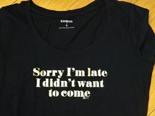 NWOT Express shirt top black gold graphic tee womans Medium