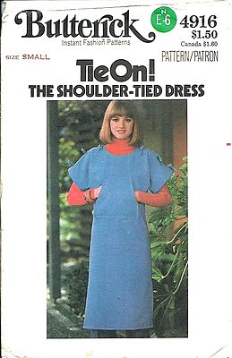 B 4916 sewing pattern T-shaped DRESS kimono sleeves Shoulder Ties sew Chic  UNCUT