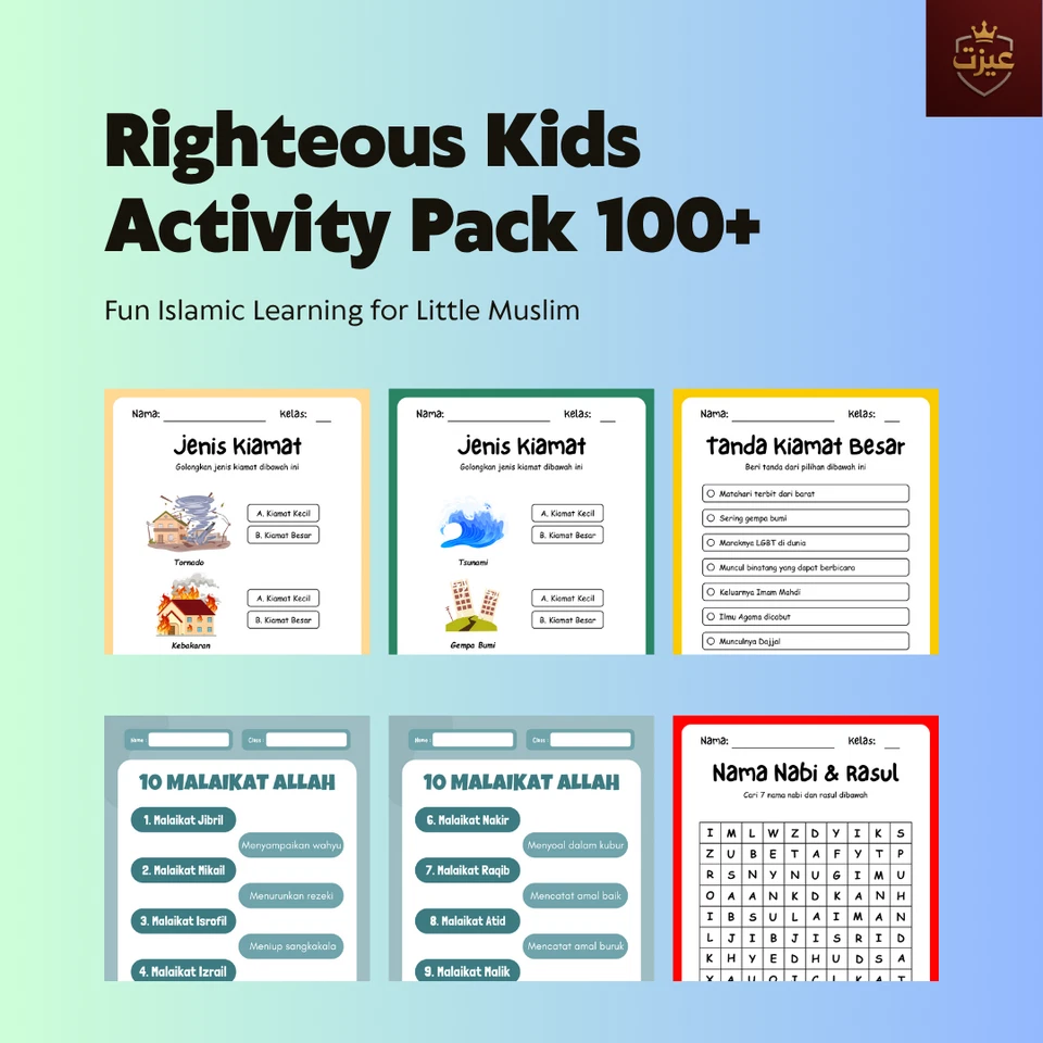 Righteous Kids Activity Pack 100+ Fun Islamic Learning for Little Muslim - Image 2 of 4
