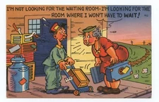 Train Station Depot Comic Art Humor Postcard