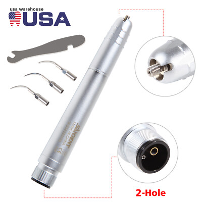 USA Dental Ultrasonic Air Perio Scaler Handpiece Hygienist 2-Holes With 3 Tips