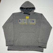 Notre Dame University Hoodie Mens Medium Gray Champion Pullover Fighting Irish