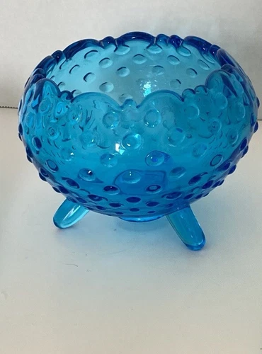 Vintage Fenton Hobnail Small Rose Bowl Ruffle Crimp Edge Glass Vase