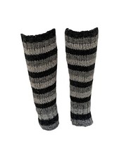 Handmade 100 Wool Chunky Winter Striped Leg Warmers With Fleece Lining P3