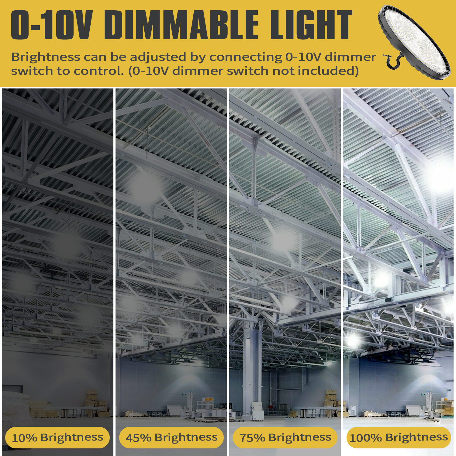 UFO LED High Bay Light 150W Shop Lights Warehouse Gym Industrial Lamp Dimmable