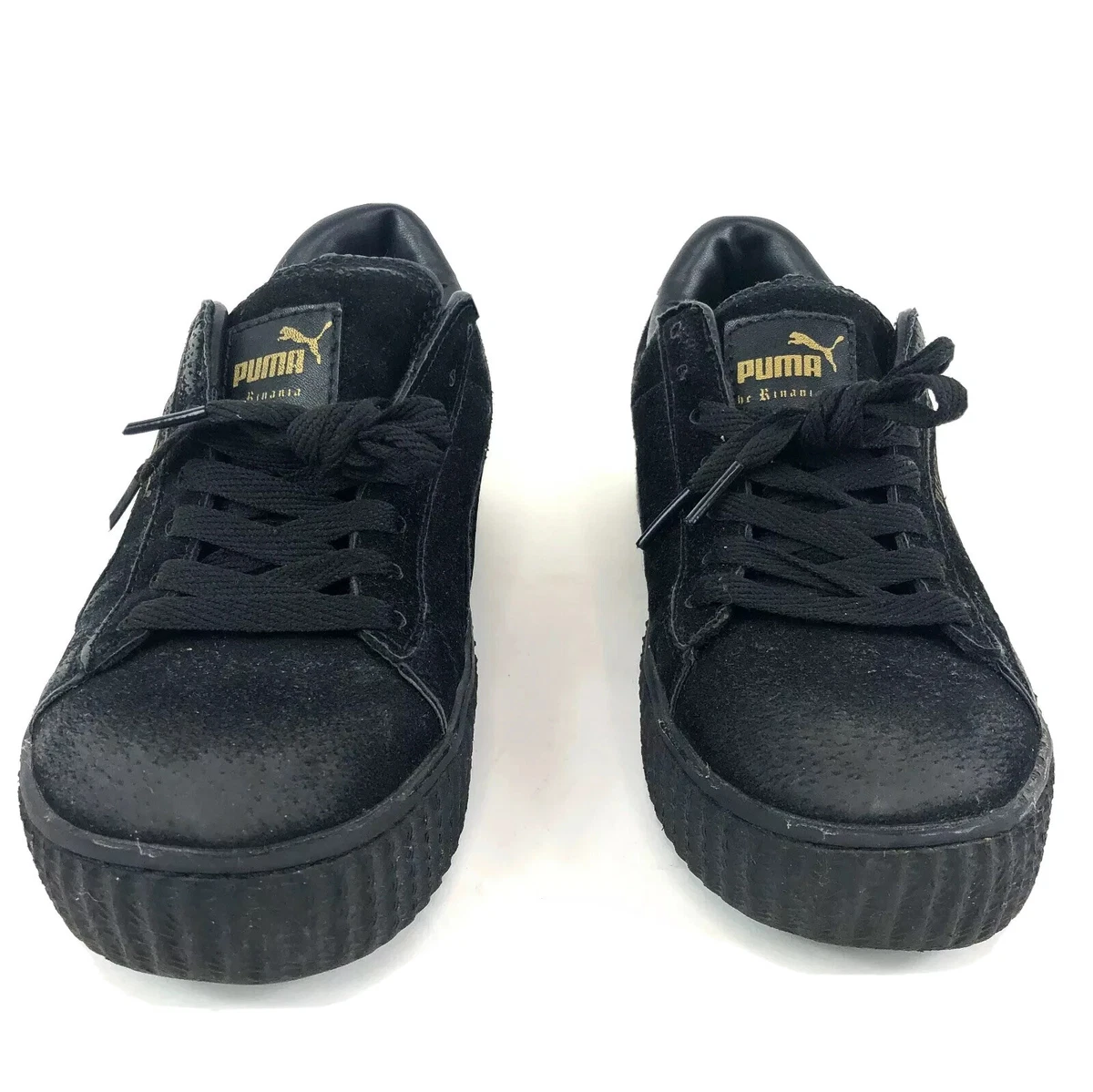 Rihanna black cheap velvet creepers