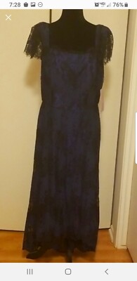 NWT J S COLLECTIONS NAVY WITH LACE OVERLAY DRESS SIZE 10