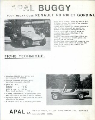 Apal Buggy Renault-basierter französischer Text Verkaufsartikel