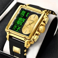 LIGE FOXBOX Digital Men Watches Male Steel Wristwatch Big Dial LED Quartz Watch