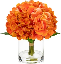Fall Hydrangea Artificial Flowers for Decoration Orange Hydrangea Artificial Flo