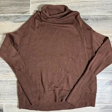 Wilfred Aritzia Cyprie Sweater Large Brown 100% Merino Wool Mock Neck
