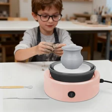 60W Mini Pottery Wheel Adjustable Speed Ceramic Wheel Machine Pink 0-140 rpm