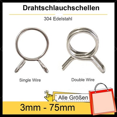 Drahtschlauchschellen Drahtschelle Benzinschlauch Federklemmen Edelstahl 3-75mm