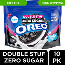 OREO Double Stuf Zero Sugar Chocolate Sandwich Cookies Pack of 2 No Sugar Added