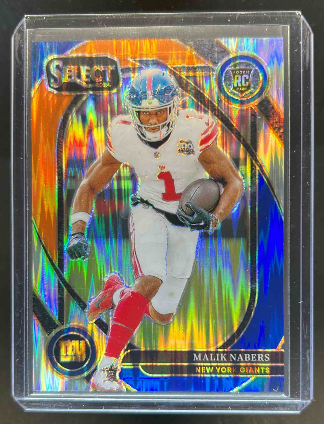 2024 Select Malik Nabers Club RC Blue and Orange Prizm Shock #19/35 Giants