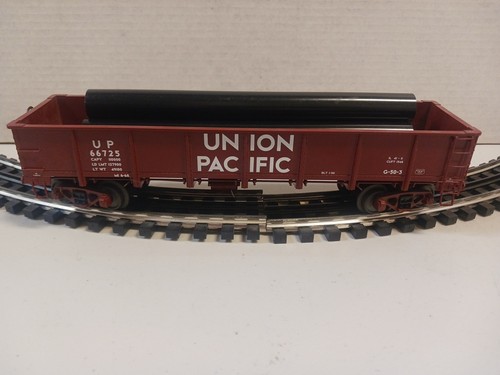 Góndola MTH O Gauge U P 55 toneladas todo acero con fondo descendente #66725 con tubos (usada) | Zustand: Used