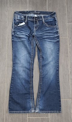 Maurices Damen Jeans Gr. 40 (11/12 Short) Bootcut Kontrastnaht Y2K Vintage Blau