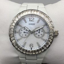 Guess Waterpro Womens Watch 40mm White Dial Crystal Bezel Date 100M G75521 6.25"