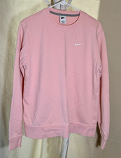 Nike Pink Crewneck Pullover Fleece Sweatshirt Logo Women s Regular Fit M