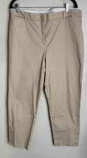 Talbots Womens Size 14 Perfect Crop Beige Pants Preppy Beach Career Travel