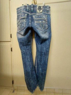 New!!! Rock Revival Jeans Mens 35x31 Rondel Straight Distressed Denim.