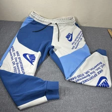 Nike NSW Tech Fleece Graphic Joggers Pants Men Medium Blue White DM6480-072