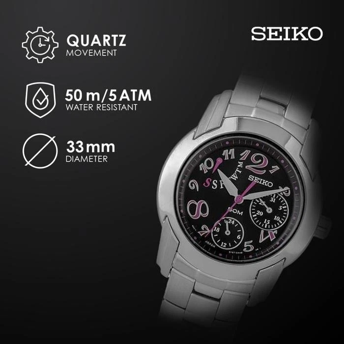 Reloj Seiko Criteria SPA879 Cronógrafo Cuarzo Esfera Negra Acero Inoxidable