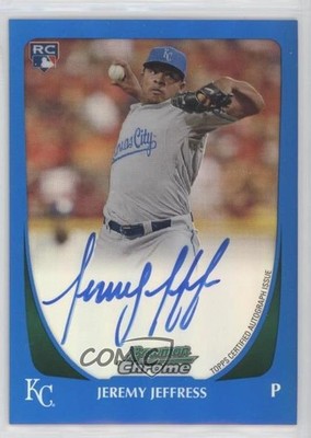 2011 Bowman Chrome Blue Refractor Rookie /250 Jeremy Jeffress #195 Auto RC 0o48