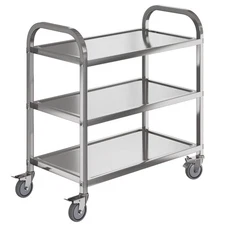 3 Shelf Stainless Steel cart,400 lbs,1MM Thick，Serving cart with Wheels, Hous...
