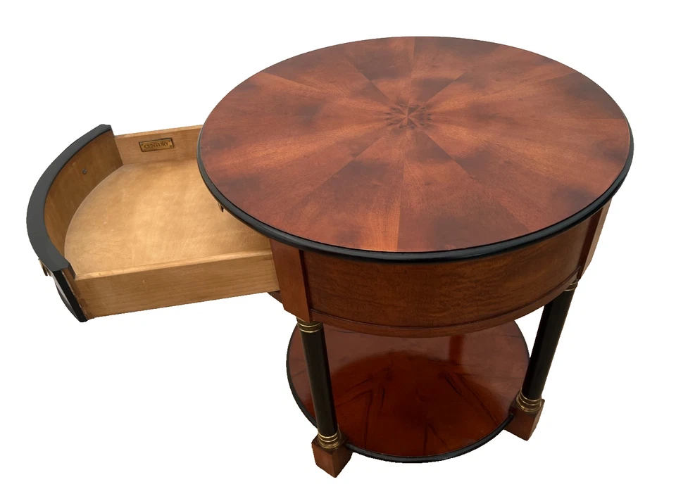 Mesa Redonda con Cajón Nota Tirar Estante Inferior Estilo Imperio Muebles Siglo Foto 2 de 4