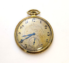 ELGIN Open Face 14K Gold-Filled 17 Jewel Pocket Watch, Size 16