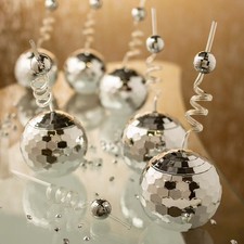 20 oz. Disco Ball Reusable Plastic Cups  Straws Kit for 12 Guests - 24 Pieces