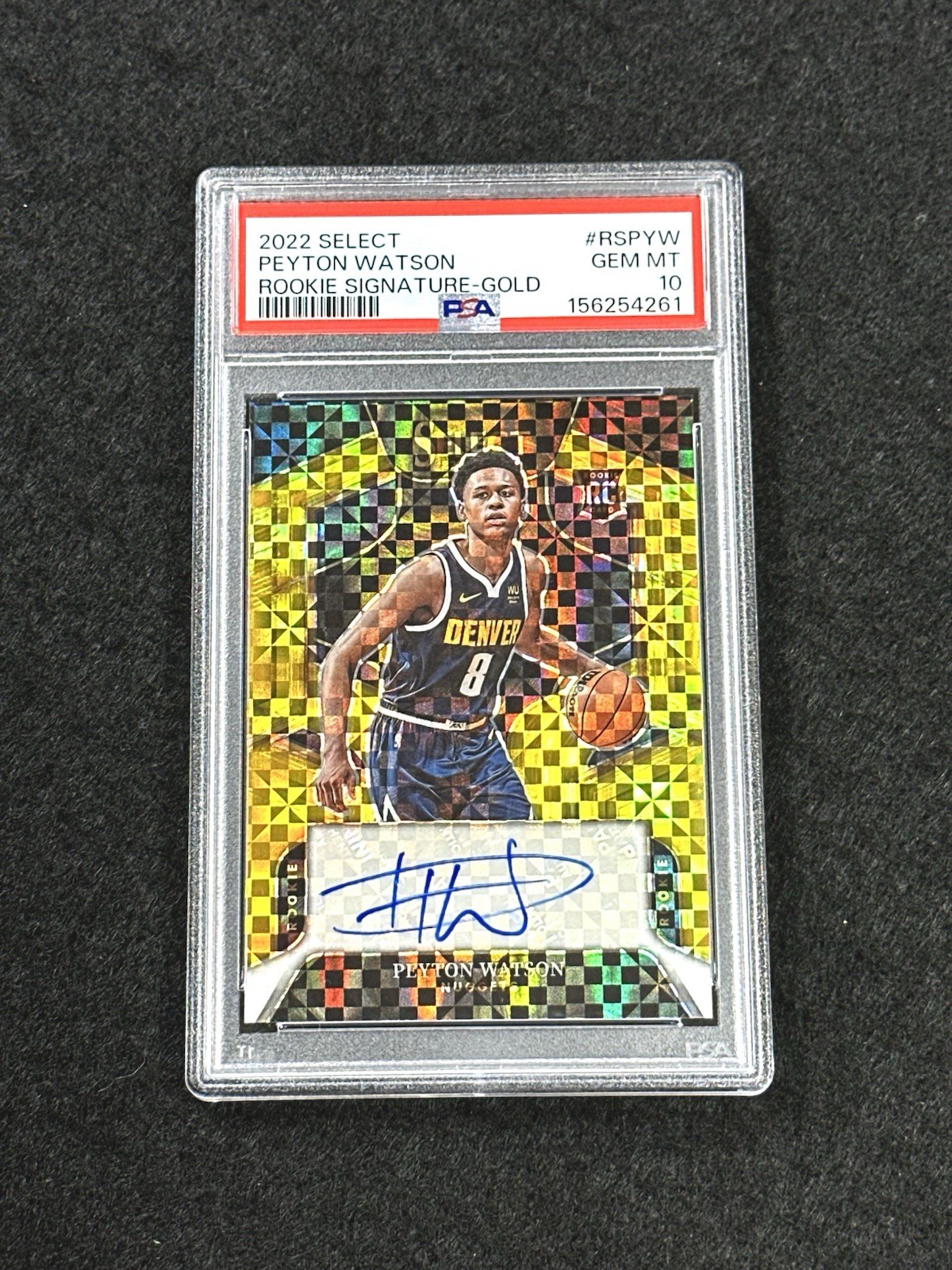 2022 Select Peyton Watson Rookie Signature Gold Auto /10 RC #RSPYW PSA 10 -POP 1