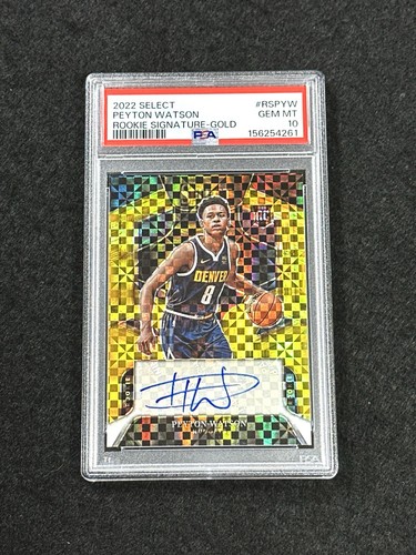 2022 Select Peyton Watson Rookie Signature Gold Auto /10 RC #RSPYW PSA 10 -POP 1