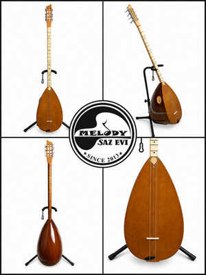 Profi Langhals Baglama Saz mit Tonabnehmer   mit Gitar Burgu inkl. Plektren