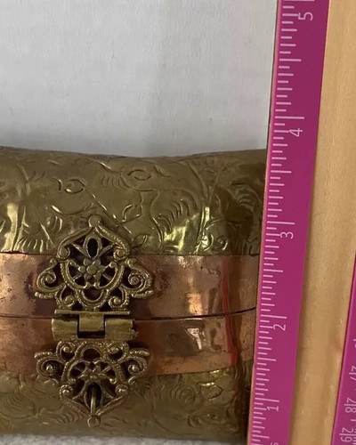 Vintage Brass Copper Shell Pillow Purse Shoulder Bag Mini 30s 40s - Imagen 7 de 13