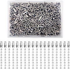 100Pcs Ball Beads Chain Bulk, Silver Keychain Rings, 4 Inch Dog Tag Metal Small