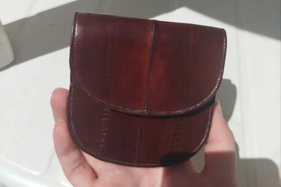 Monedero Billetero vintage burdeos de Piel