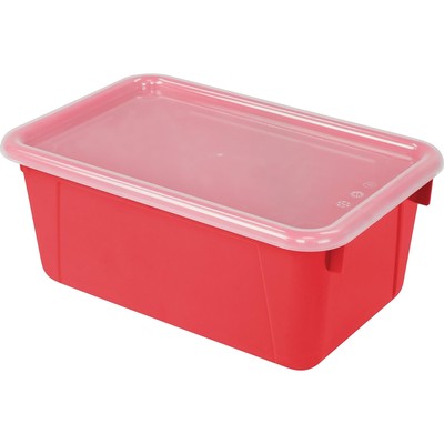 Cubby Bins with Clear Lids, 12.25'' x 7.75'' x 5.13'', Red, 6/Pack